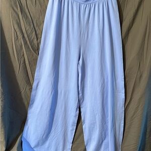 OQQ Blue Wide Leg Pants with Elastic Waistband